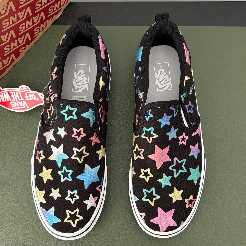 Vans Kids Starry Slip-On Sneakers - Black with Multicolor Stars